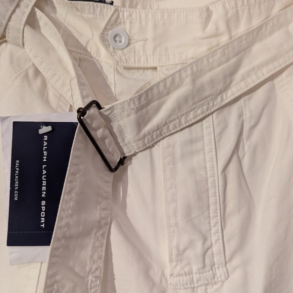 🤍 NWT Vintage Ralph Lauren Sport Women's White Cuffed Belted Shorts - Picture 3 of 13